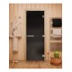 Дверь стеклянная DoorWood 800*2000 "Затмение" стекло графит матовый 8 мм, коробка ольха, ручка алюминий/дерево